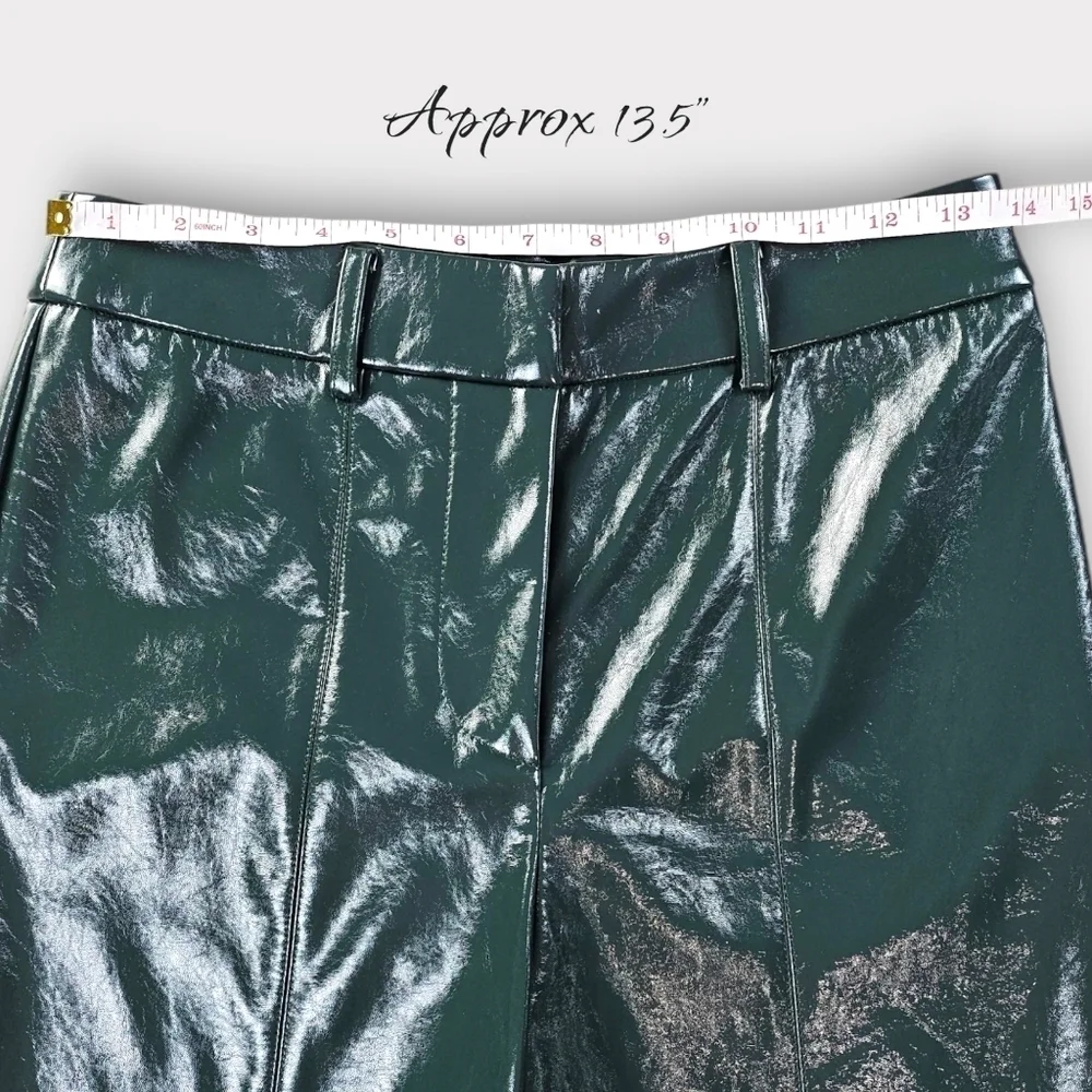 7 For All Mankind Green Faux Leather Flare Pant Small